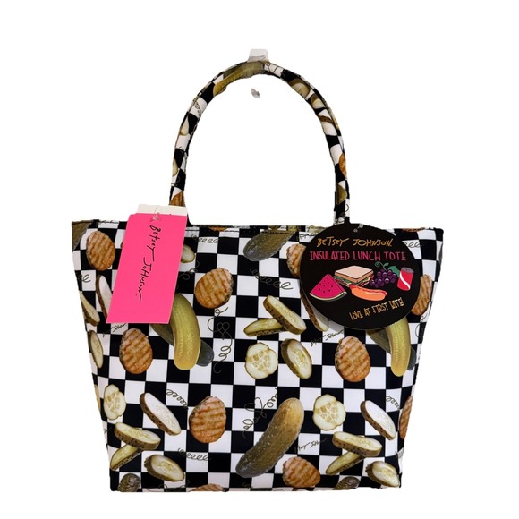 Betsey Johnson Handbags - Betsey Johnson Lunch Tote Insulated Cooler Pickles & Chips Zipper Lunch Bag NWT
